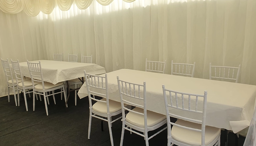 Furniture Hire, Wooden Chairs and Tables
